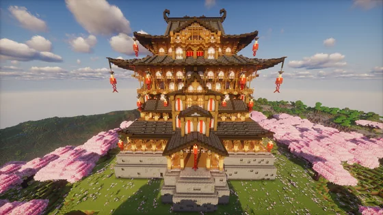 Traditional Japanese Feudal Fortress Build Minecraft schematic