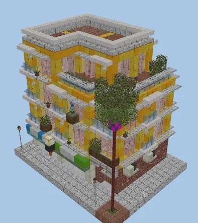 Vibrant Yellow Modern Apartment Building Minecraft schematic