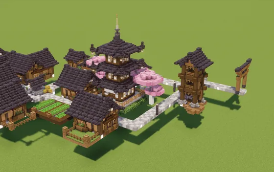 Japanese Style Villa With Interiors Minecraft schematic