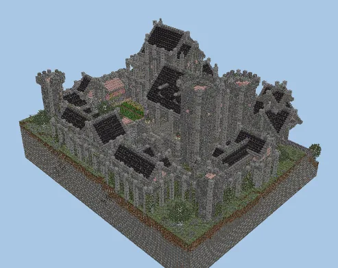 Walled Medieval Castle With Interior Minecraft schematic
