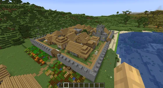 Walled NPC Village Build Minecraft schematic
