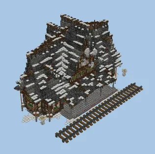 Winter Train Station Build Minecraft schematic