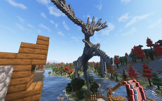 Xerneas Pokemon Stone Statue Minecraft schematic